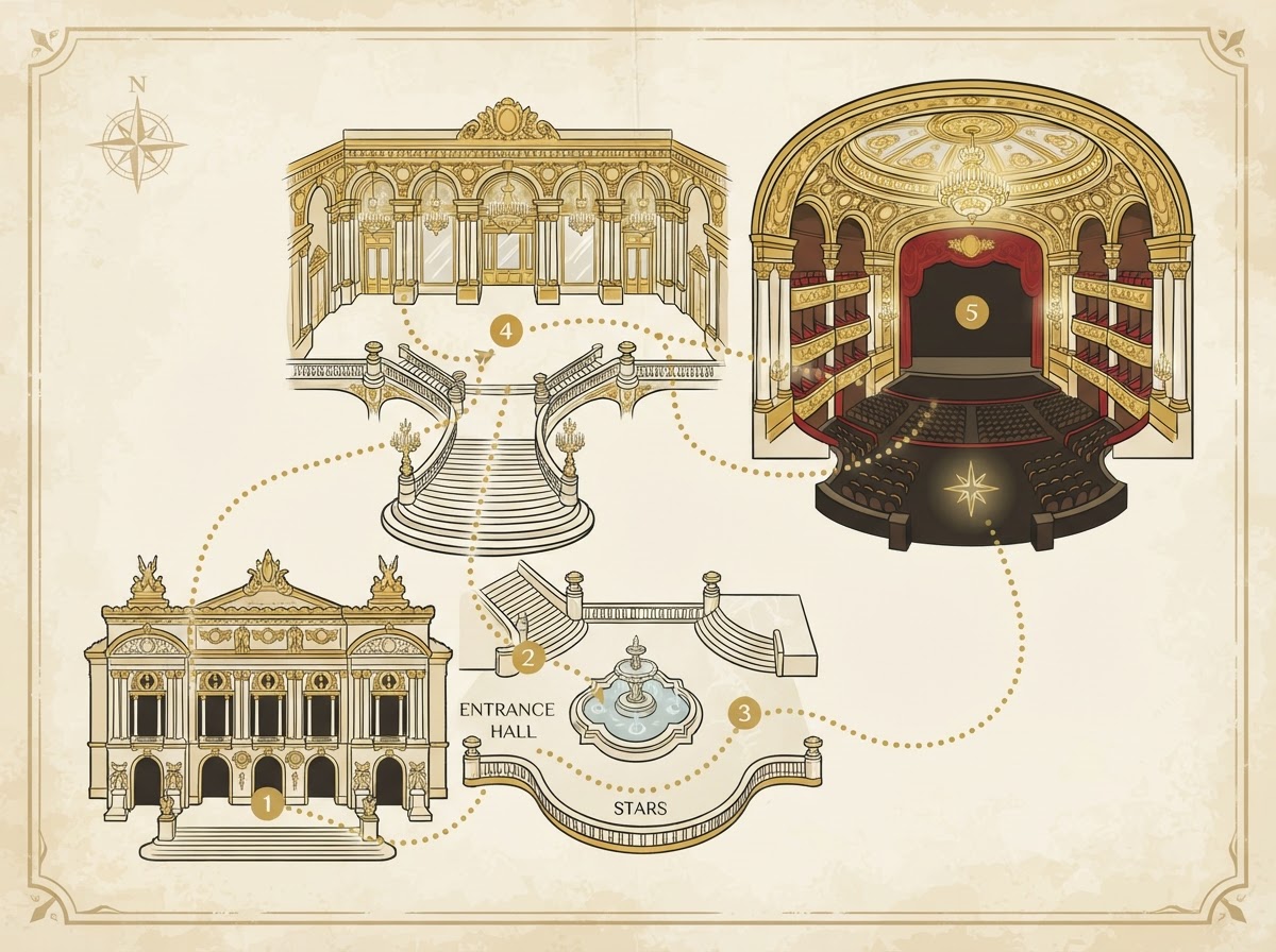Mappa illustrata del Palais Garnier